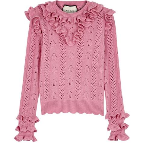 gucci pink ruffle-trimmed pointelle|Ruffle.